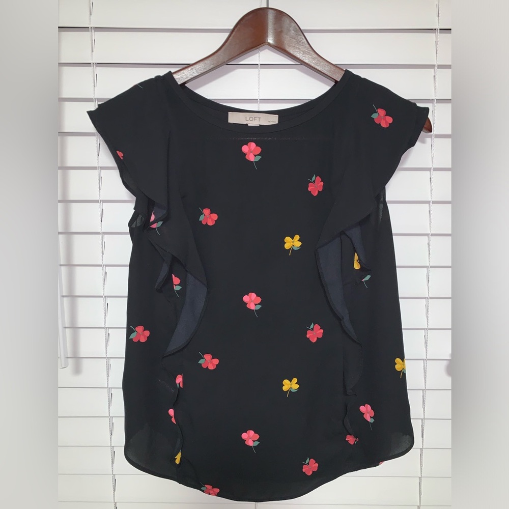 LOFT Black Floral Women's Top
